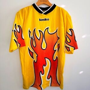 Sondico Vintage Short Sleeve Flame Soccer Jersey 90s Athletic Small